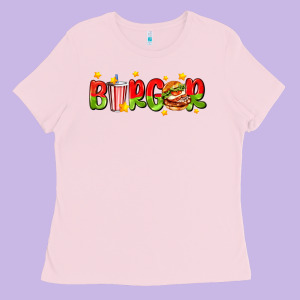 Burger With Coke And Stars Ladies Tee Designed By Adodesignshop