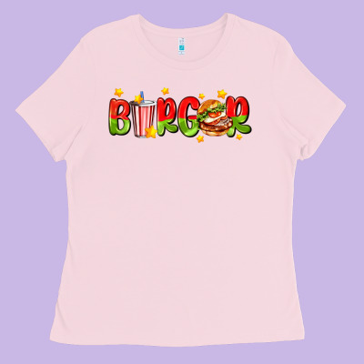 Burger With Coke And Stars Ladies Tee Designed By Adodesignshop