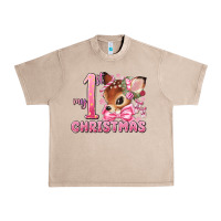 French Oak my first christmas pink reindeer Urban Heavy Tee - MaliasSmallBusiness