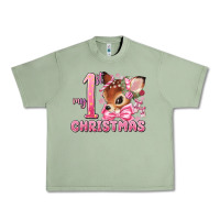 Oil Green my first christmas pink reindeer Urban Heavy Tee - MaliasSmallBusiness