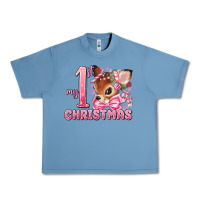Pebble Blue my first christmas pink reindeer Urban Heavy Tee - MaliasSmallBusiness