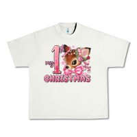 Pistachio my first christmas pink reindeer Urban Heavy Tee - MaliasSmallBusiness