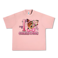 Salmon my first christmas pink reindeer Urban Heavy Tee - MaliasSmallBusiness