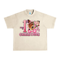 Sandshell my first christmas pink reindeer Urban Heavy Tee - MaliasSmallBusiness