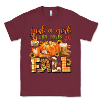 Burgundy just a girl who loves fall Classic Tee - MaliasSmallBusiness