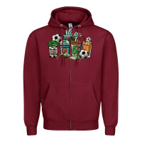 Burgundy Soccer coffee cups Zipper Hoodie - HowdyJamesFarm