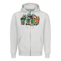 Dove Grey Soccer coffee cups Zipper Hoodie - HowdyJamesFarm