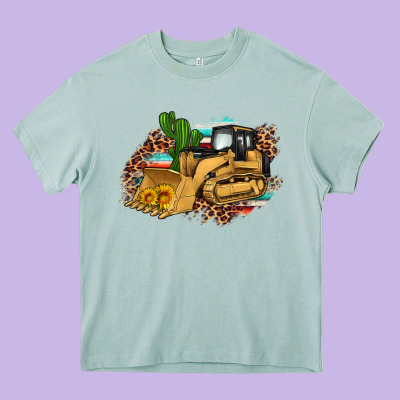 Bulldozer Leopard Cactus Sunflower Heavy Core Tee Designed By Artiststas