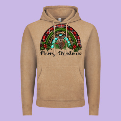Reindeer Rainbow Christmas Vintage Hoodie Designed By Ranaportraitstore