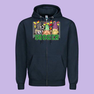 Soccer Gnomies Zipper Hoodie Designed By Howdyjamesfarm