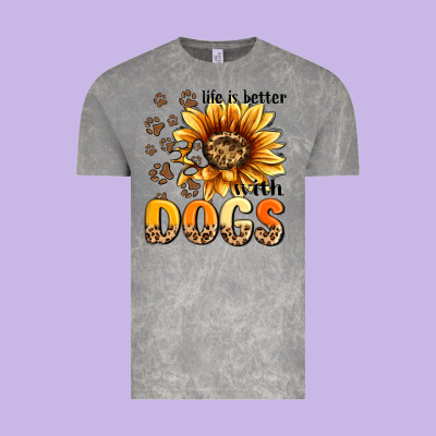 Life Is Better With Dogs Sunflower Vintage Tee Designed By Maliassmallbusiness