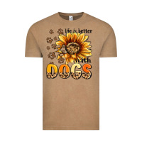 Vintage Coffee life is better with dogs sunflower Vintage Tee - MaliasSmallBusiness