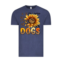 Vintage Denim life is better with dogs sunflower Vintage Tee - MaliasSmallBusiness