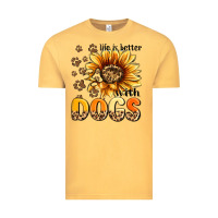 Vintage Mustard life is better with dogs sunflower Vintage Tee - MaliasSmallBusiness