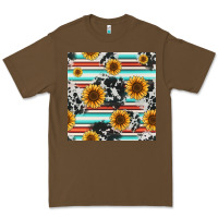 Cacao serape cowhide sunflowers seamless pattern 12inch Premium Tee - Jasminsmagicworld