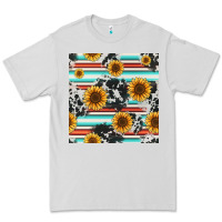 Dove Grey serape cowhide sunflowers seamless pattern 12inch Premium Tee - Jasminsmagicworld