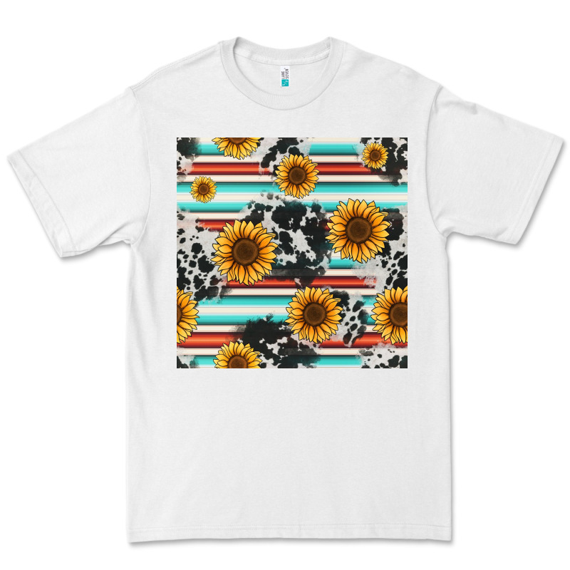 Serape Cowhide Sunflowers Seamless Pattern 12inch Premium Tee by Jasminsmagicworld | Teevron