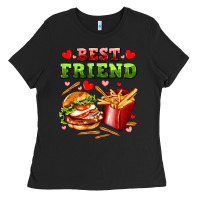 Black best friend hamburger potatoes Ladies Tee - AdoDesignShop