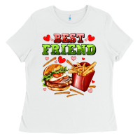 White best friend hamburger potatoes Ladies Tee - AdoDesignShop