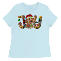 Baby Blue Cockapoo Christmas Joy Ladies Tee - RanaPortraitStore
