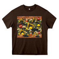 Chocolate Brown excavator camouflage Heavy Core Tee - Artiststas