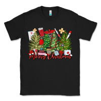 Black merry christmas nurse trees Classic Tee - MaliasSmallBusiness