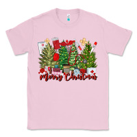 Bubblegum Pink merry christmas nurse trees Classic Tee - MaliasSmallBusiness