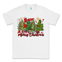 White merry christmas nurse trees Classic Tee - MaliasSmallBusiness