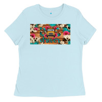 Baby Blue bus driver school bus cowhide license plate Ladies Tee - Artiststas