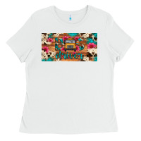 White bus driver school bus cowhide license plate Ladies Tee - Artiststas