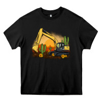 Black excavator cactus sunflower sunset Heavy Core Tee - Artiststas