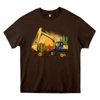 Chocolate Brown excavator cactus sunflower sunset Heavy Core Tee - Artiststas