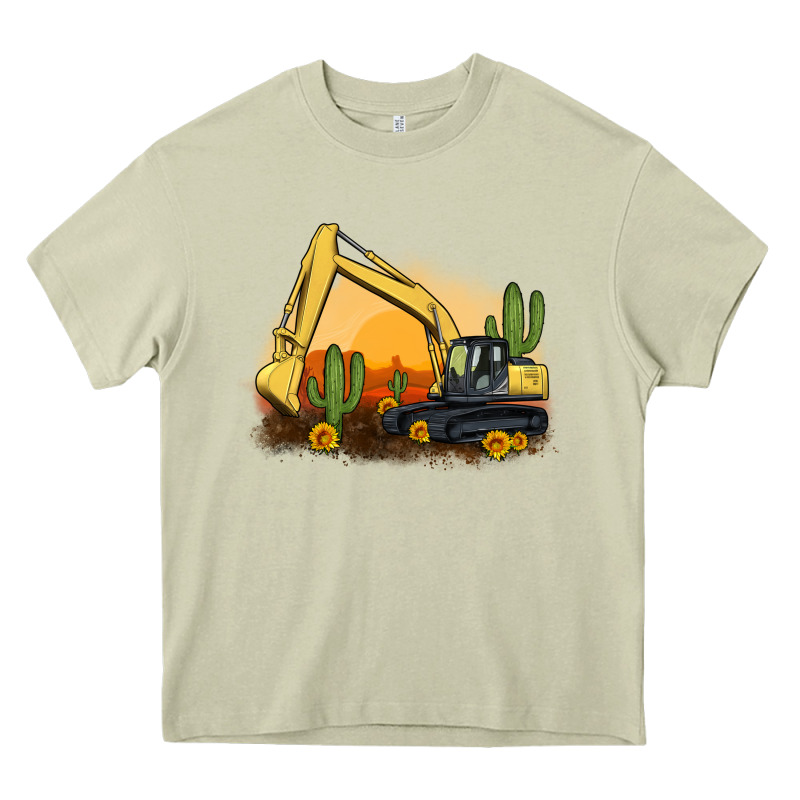 Excavator Cactus Sunflower Sunset Heavy Core Tee by Artiststas | Teevron