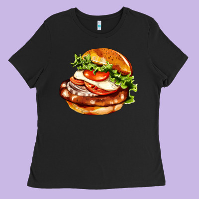 American Hamburger Ladies Tee Designed By Adodesignshop