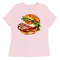Bubblegum Pink American hamburger Ladies Tee - AdoDesignShop
