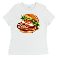White American hamburger Ladies Tee - AdoDesignShop