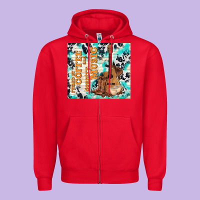 Fueled By Coffee And Country Music Zipper Hoodie Designed By Tumblerdesignbyshophia