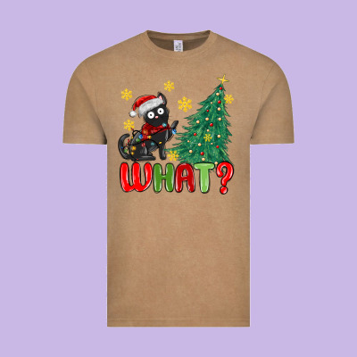 Christmas  Cat  What Vintage Tee Designed By Maliassmallbusiness