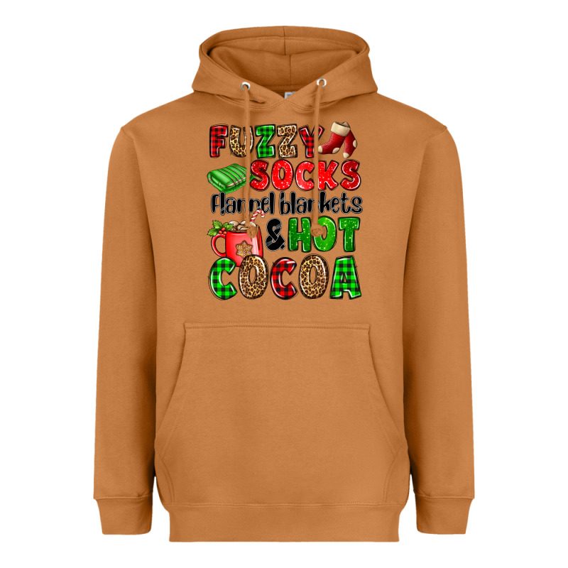 Fuzzy Socks Flannel Blankets And Hot Cocoa Heavyweight Hoodie by OliviaCreatesArt | Teevron