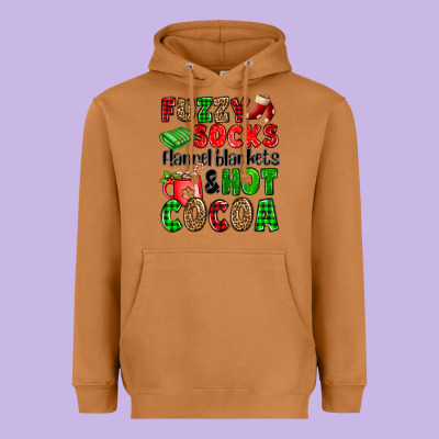 Fuzzy Socks Flannel Blankets And Hot Cocoa Heavyweight Hoodie Designed By Oliviacreatesart