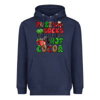 Navy fuzzy socks flannel blankets and hot cocoa Heavyweight Hoodie - OliviaCreatesArt