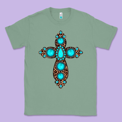 Gemstone Leopard Cross Classic Tee Designed By Jahusdesignshop