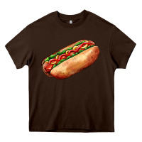 Chocolate Brown American hot dog Heavy Core Tee - AdoDesignShop