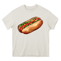 Cream American hot dog Heavy Core Tee - AdoDesignShop