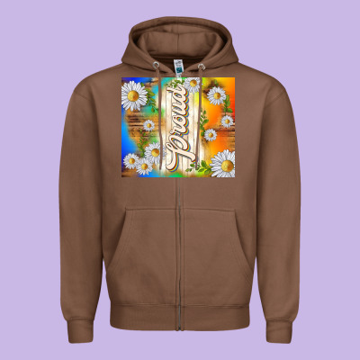Proud With Daisies Zipper Hoodie Designed By Tumblerdesignbyshophia