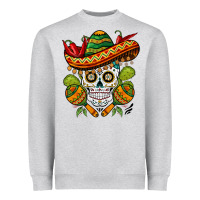Heather Grey sombrero skull Heavyweight Sweatshirt - BarkalooDesign