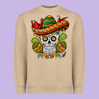 Sombrero Skull Heavyweight Sweatshirt Designed By Barkaloodesign