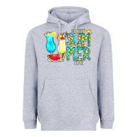 Heather Grey sweet summer time turquoise yellow Heavyweight Hoodie - CowCowDesign