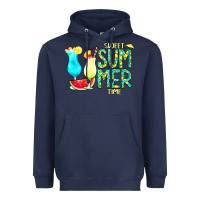 Navy sweet summer time turquoise yellow Heavyweight Hoodie - CowCowDesign