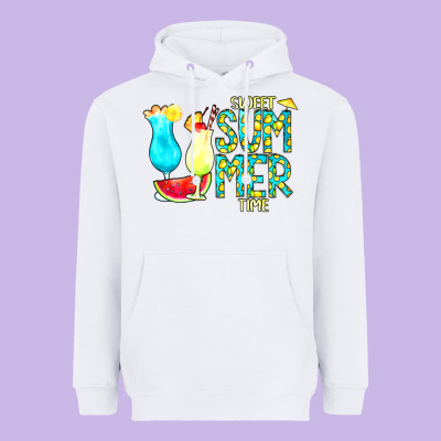 Sweet Summer Time Turquoise Yellow Heavyweight Hoodie Designed By Cowcowdesign